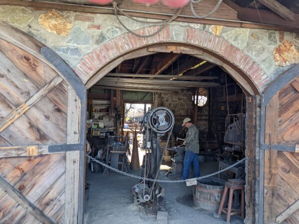 blacksmith in Folsom Pioneer Living History Museum