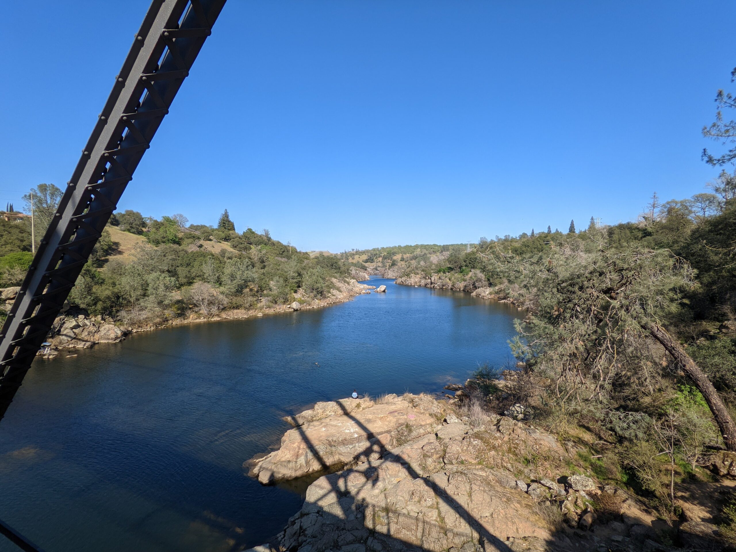 View of American River from Folsom Historic Truss Bridge