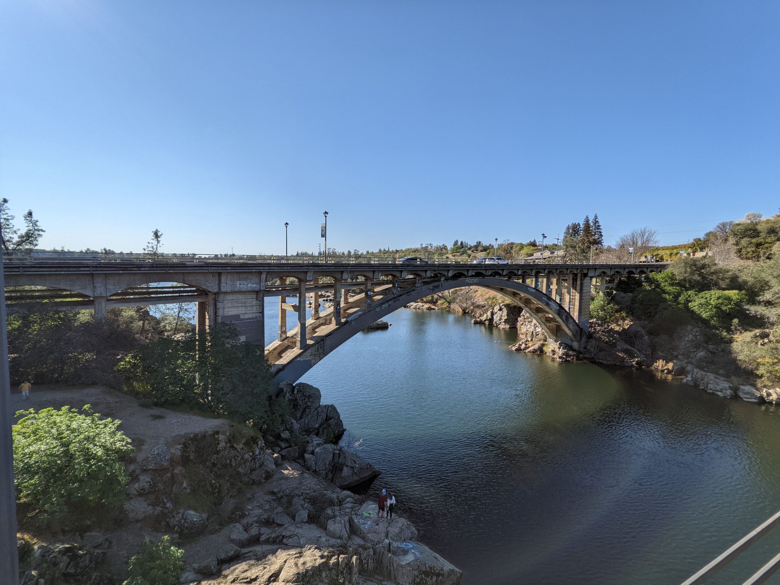 rainbow bridge over the American River in Folsom california