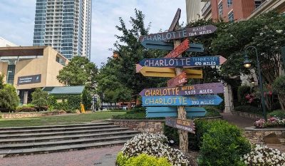 Charlotte cities of the world marker seen from Scavenger Hunt Walking Tour in Charlotte North Carolina