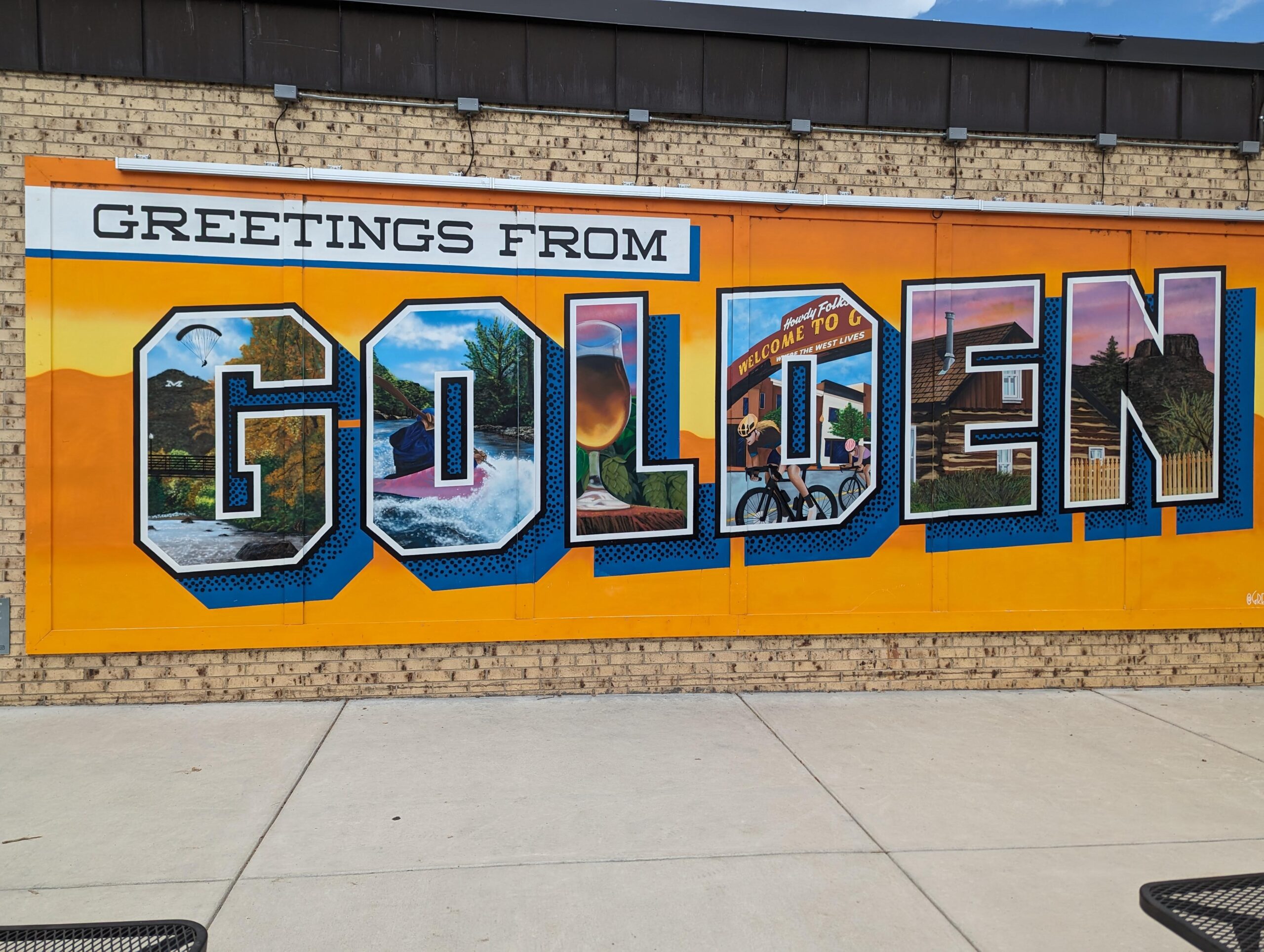 Greetings from Golden Postcard mural seen from Scavenger Hunt Walking Tour