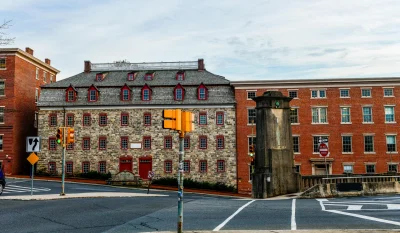 Charming street view of the historic Brethren's House in Bethlehem, PA, showcasing colonial architecture. in Bethlehem Scavenger Hunt, PA