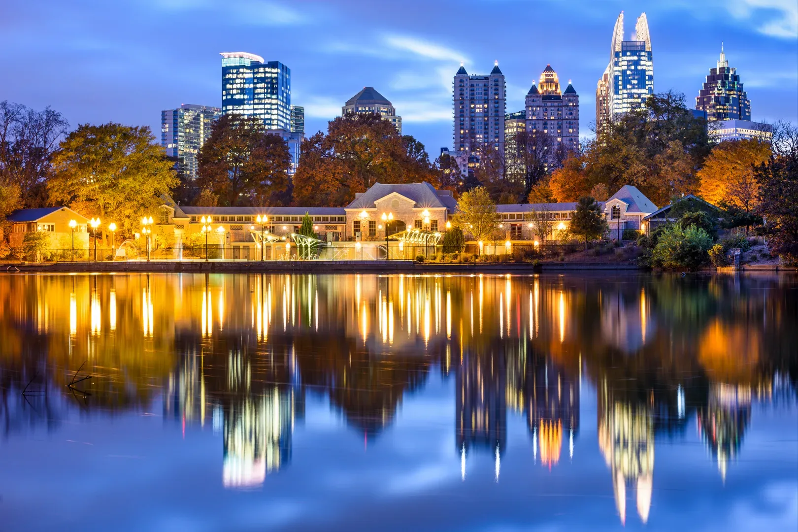 Atlanta, Georgia, Usa Downtown City Skyline At Piedmont Park'S Lake Meer. in Atlanta Scavenger Hunt, GA