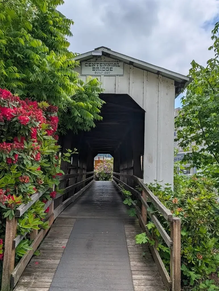 Centennial Covered Bridge Cottage Grove Oregon.webp in Cottage Grove Scavenger Hunt, OR