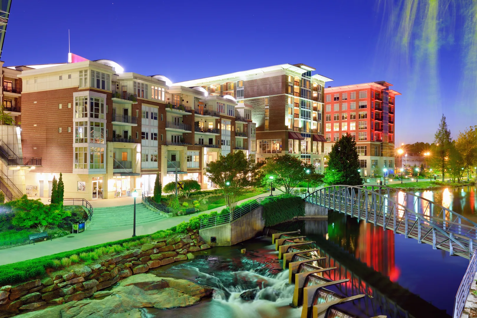 Greenville, South Carolina At Falls Park In Downtown At Night. in Greenville South Carolina Scavenger Hunt