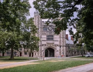 Explore the iconic gothic architecture of Princeton University, surrounded by lush greenery. in Princeton New Jersey Scavenger Hunt, NJ