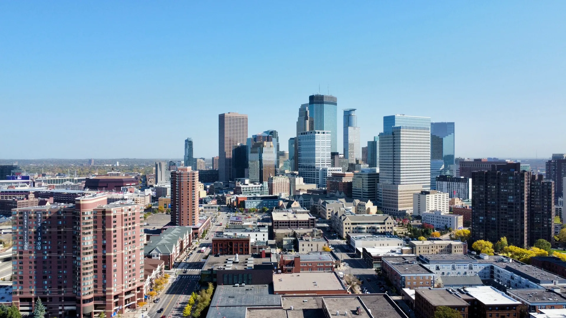 Minneapolis skyline from Loring Park neighborhood aerial, October 2024.jpg in Minneapolis Minnesota Scavenger Hunt, MN