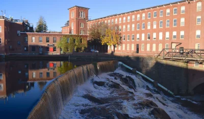 Cocheco Mill with falls.jpg in Dover New Hampshire Scavenger Hunt, NH