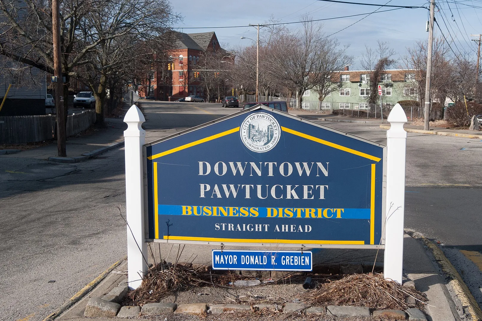 Downtown Pawtucket sign, Rhode Island.jpg in Pawtucket Scavenger Hunt, RI
