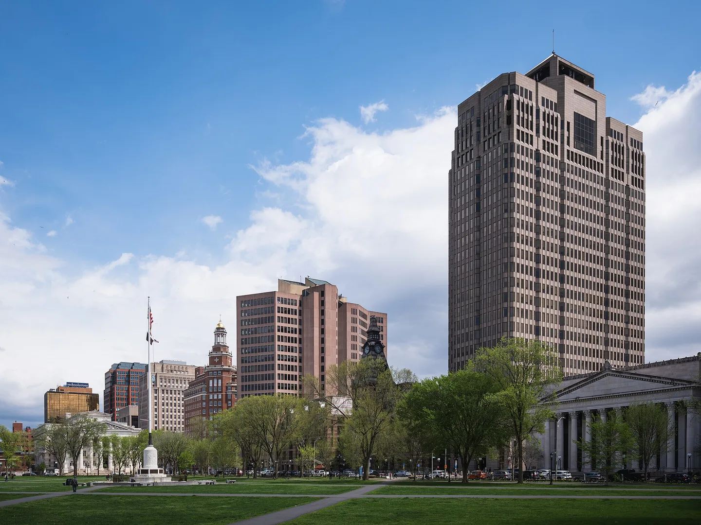 New Haven skyline from the New Haven Green, Connecticut.jpg in New Haven Scavenger Hunt, CT