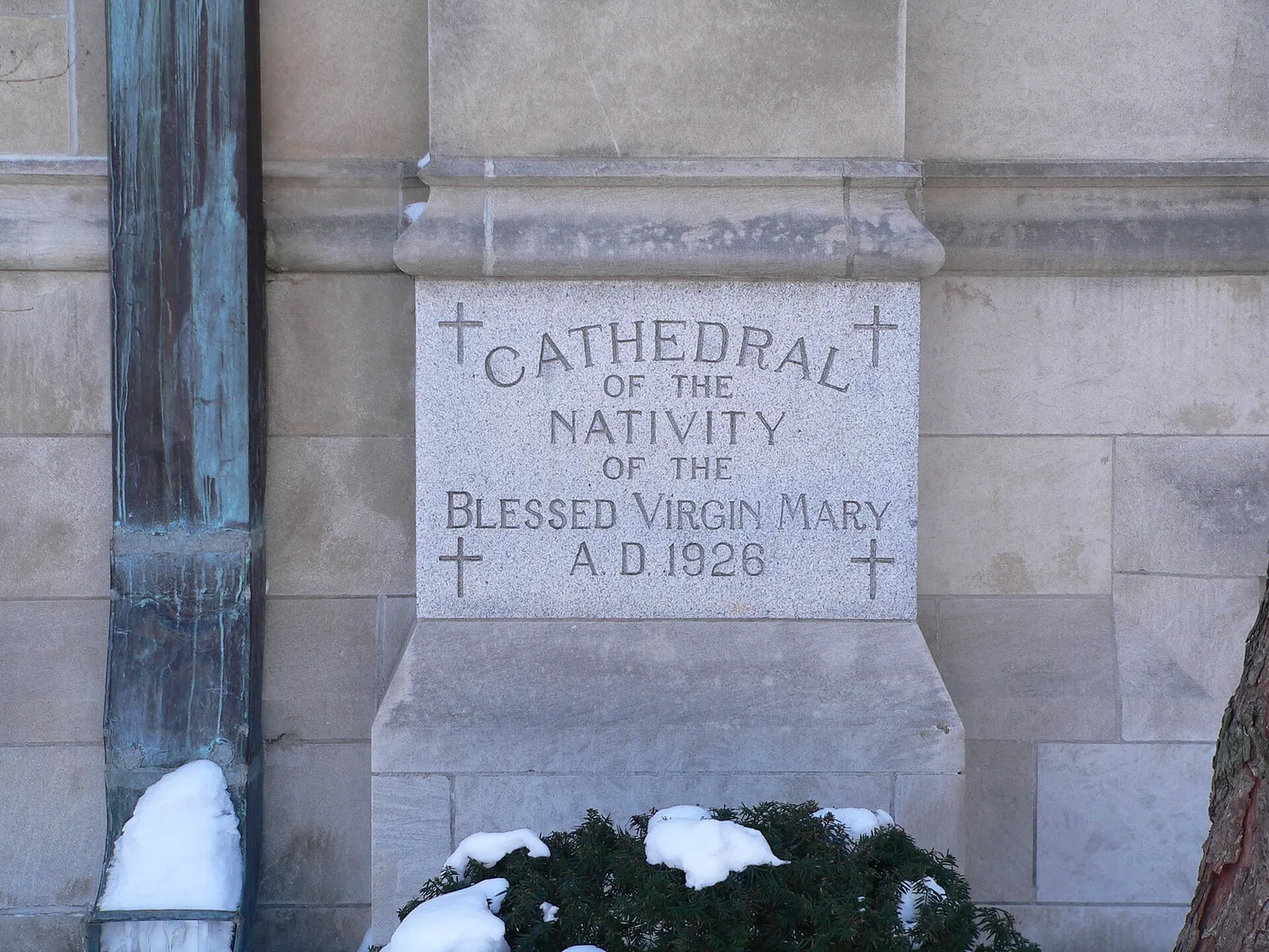 Grand Island (Nebraska) cathedral cornerstone.JPG in Grand Island Nebraska Scavenger Hunt