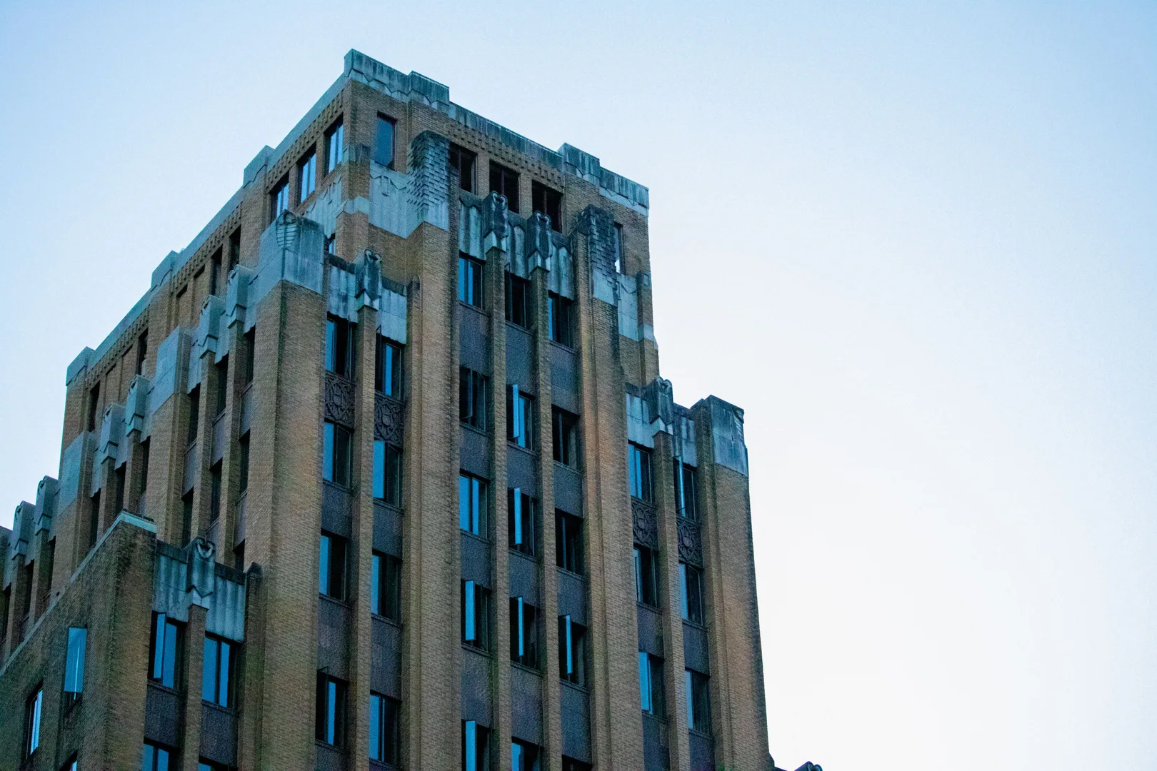 An Art Deco style building captured against a clear sky in Hot Springs, Arkansas, USA. in Hot Springs Arkansas Scavenger Hunt