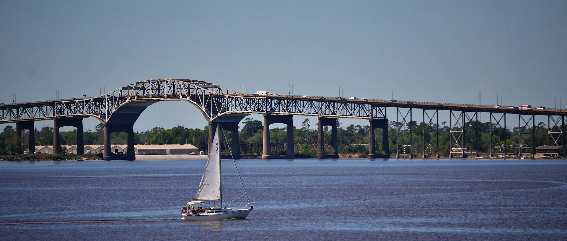 Sailing by I-10 bridge - Lake Charles Louisiana.jpg in Lake Charles Scavenger Hunt