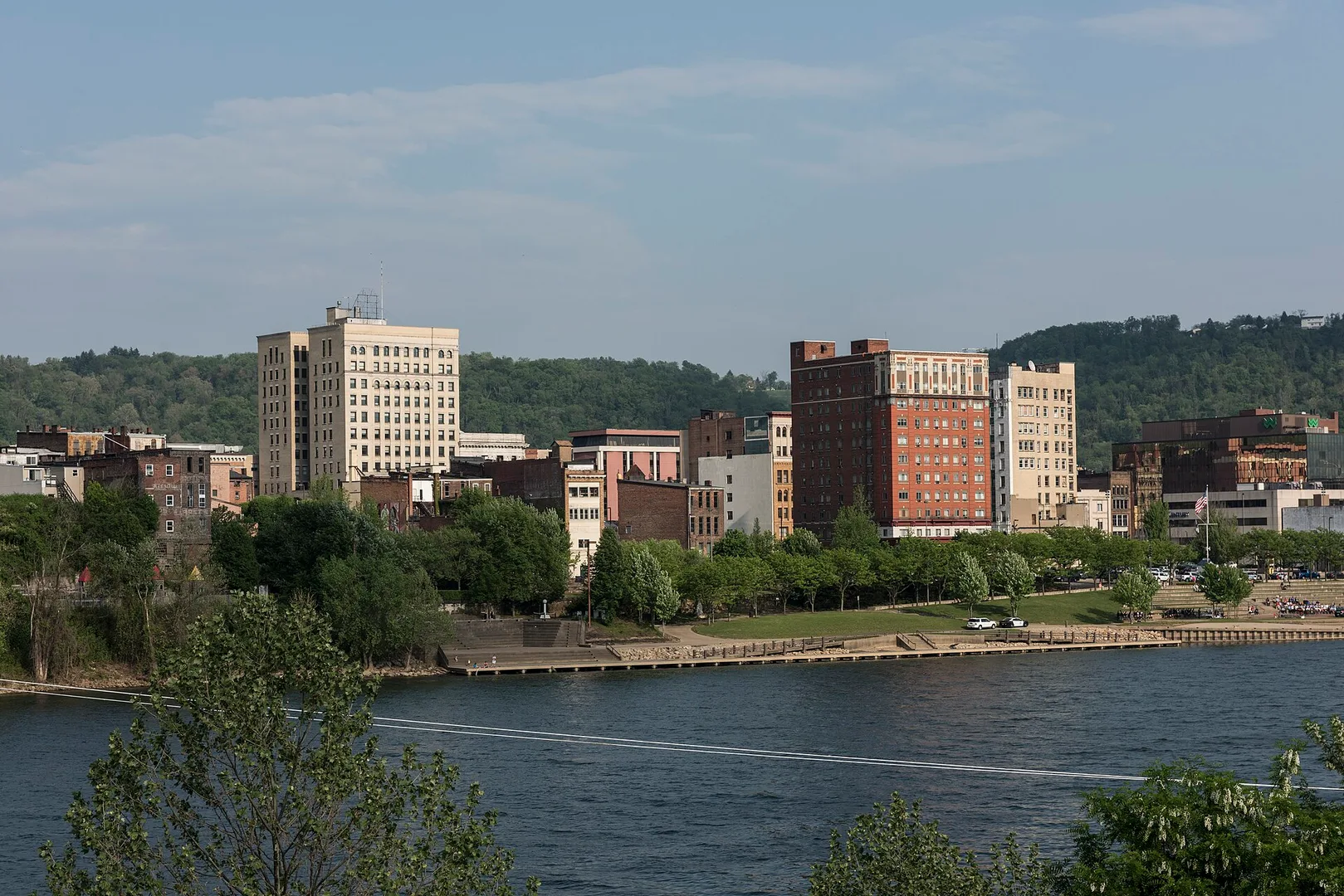View of downtown Wheeling, West Virginia, from Wheeling Island, part of the city that lies on an island in the middle of the Ohio River LCCN2015632092.jpg in Wheeling Scavenger Hunt, WV