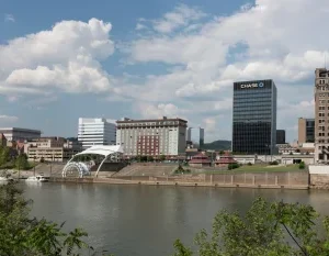 View across the Kanawha River of Charleston, the capital city of West Virginia LCCN2015631775.tif in Charleston West Virginia Scavenger Hunt, WV