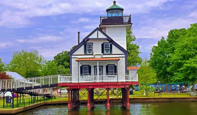 A small river lighthouse in Edenton, NC. in Edenton Scavenger Hunt, NC